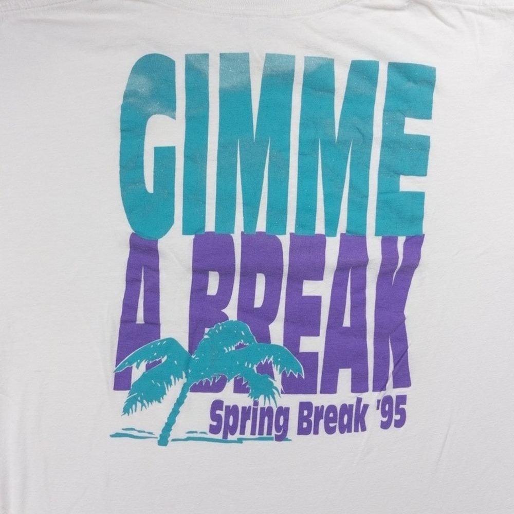 Gimme A Break T Shirt Mens XL White Spring Break 95 Single Stitch Vintage 90s - Picture 5 of 6